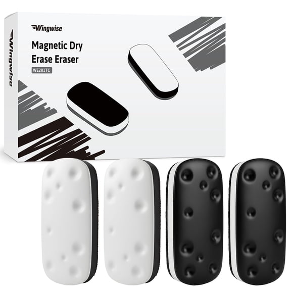 Borrador magnético para pizarrón de vidrio Wingwise, paquete de 4