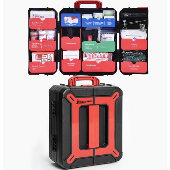 Estuche rígido Homestockplus para botiquín de primeros auxilios, 408 unidades, para montaje en pared