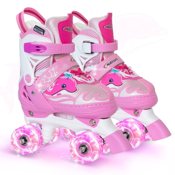 Patines Nattork para niños ajustables con luz verde azul