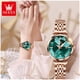 thumbnail image 2 of Reloj de Cuarzo para Mujer Esfera Esmeralda Detalles de Cristal Correa Acero Inoxidable - Blanco, 2 of 2