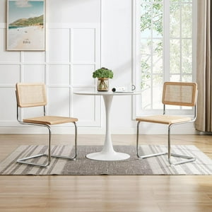 Pandalino - Comedor Moderno Mesa Tulip 80Cm + 2 Sillas Voladiza | Ratán Natural