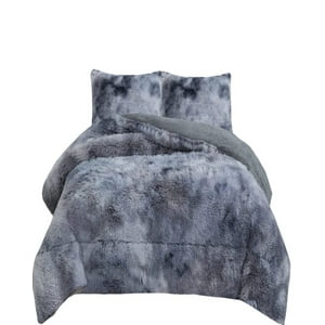 Teng Fei - Cobertor Peludo Invierno Plaza Y Media Gris Jaspeado