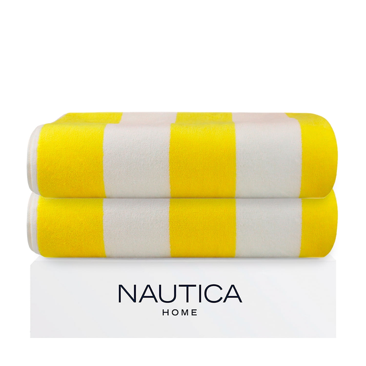 Nautica - 2 Toallas De Playa 100% Algodón 163x81cm Cabana Amarilla