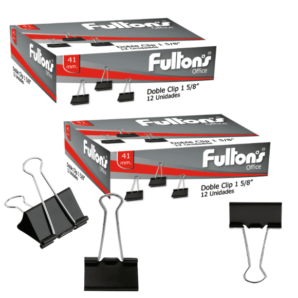 Sujetapapeles Metalicos Binder Clips Color Negro Pack 24