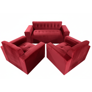 Muebles New - Juego De Living Rojo Felpa