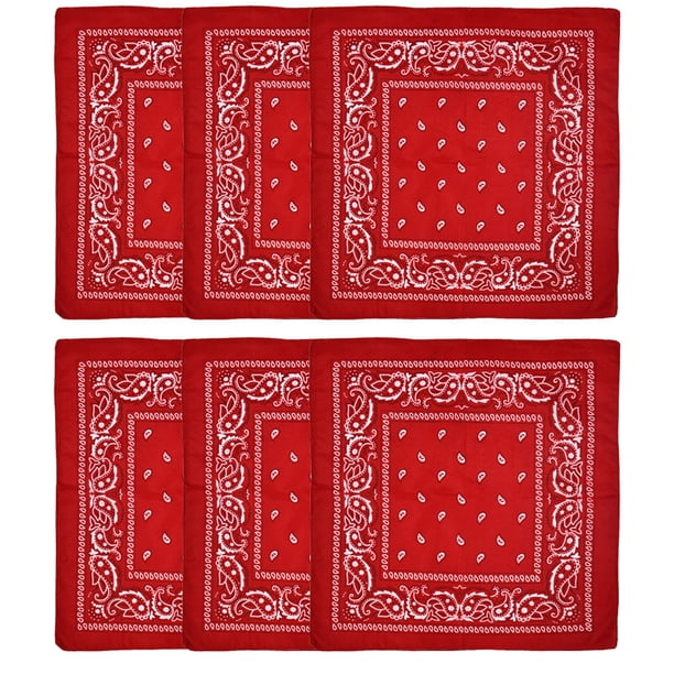 Paquete de 6 pañuelos de poliéster con diseño de arcoíris para hombre y mujer, de 54 x 54 cm, con estampado de cachemira y vaquero.