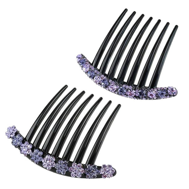 2 peinetas laterales de 7 dientes con diseño floral de diamantes de imitación, horquillas decorativas con flores de diamantes de imitación, accesorios para mujer (2 estilos)