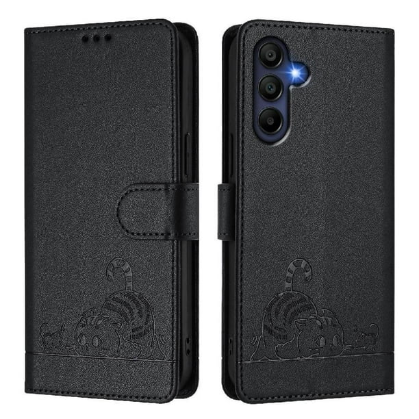 Funda tipo cartera FOXDOCK para Samsung Galaxy A16 con soporte, ranuras, RFID, diseño de gato
