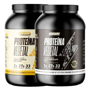 Gohard - Pack Proteinas Vegetales 2Kg Total 66Sv Vainilla - Chocolate Coco