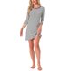 thumbnail image 2 of INSPIRE CHIC Vestido de Dormir de Mujer de Mezcla de Algodón a Rayas Suave con Mangas 3/4 Midi con Cuello Redondo para Descanso y Hora de Dormir XL Negro, 2 of 6