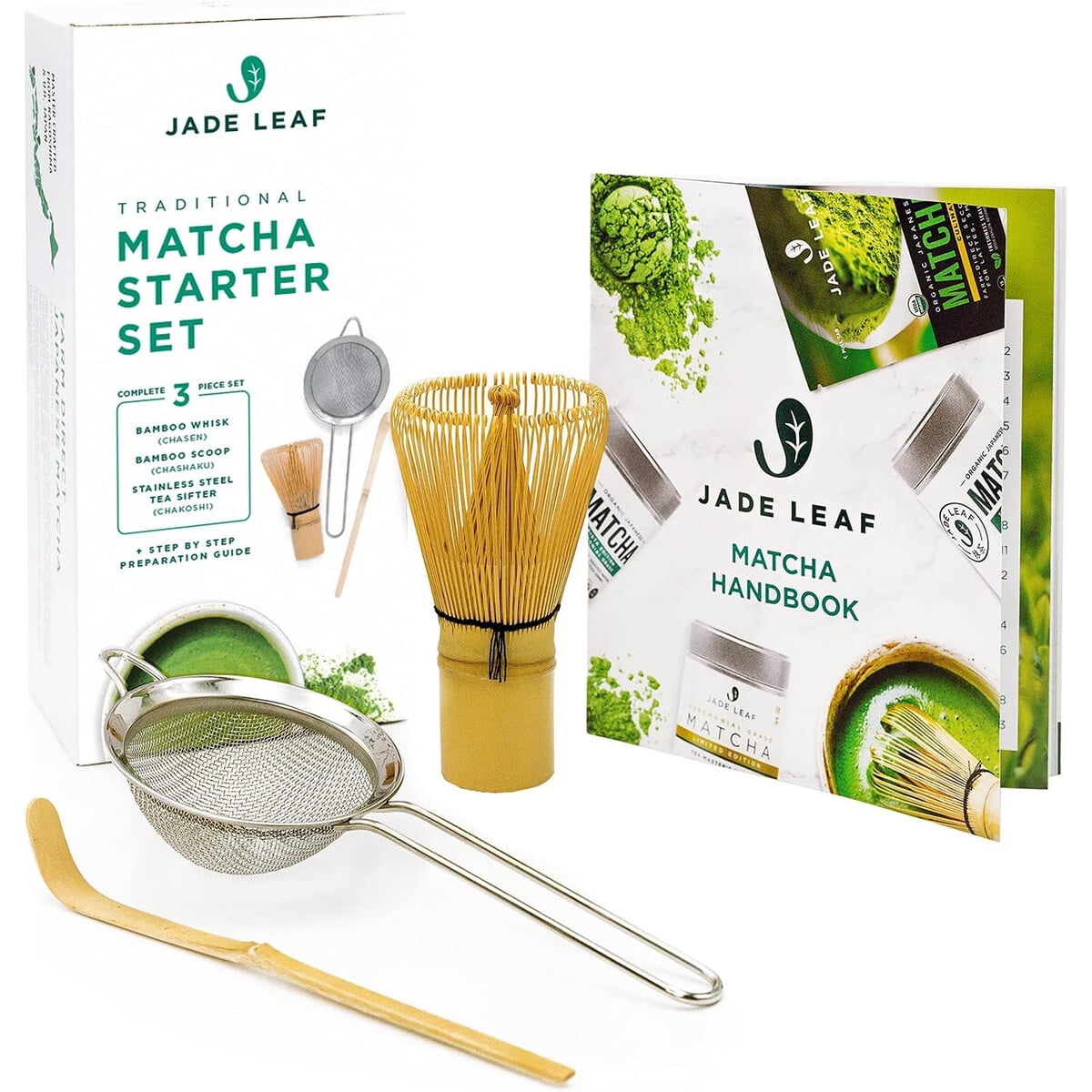 Set Matcha Jade Leaf Tradicional Batidor Bambú Cernidor