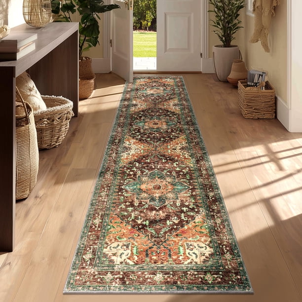 Alfombra Runner Yamaziot, lavable, 60 x 240 cm, antideslizante, resistente a las manchas