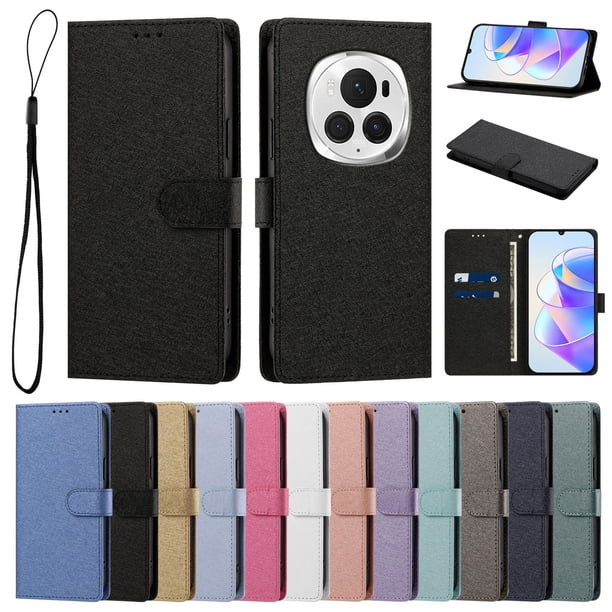 Cartera para Honor Magic6 Pro con Soporte y Correa, Negro