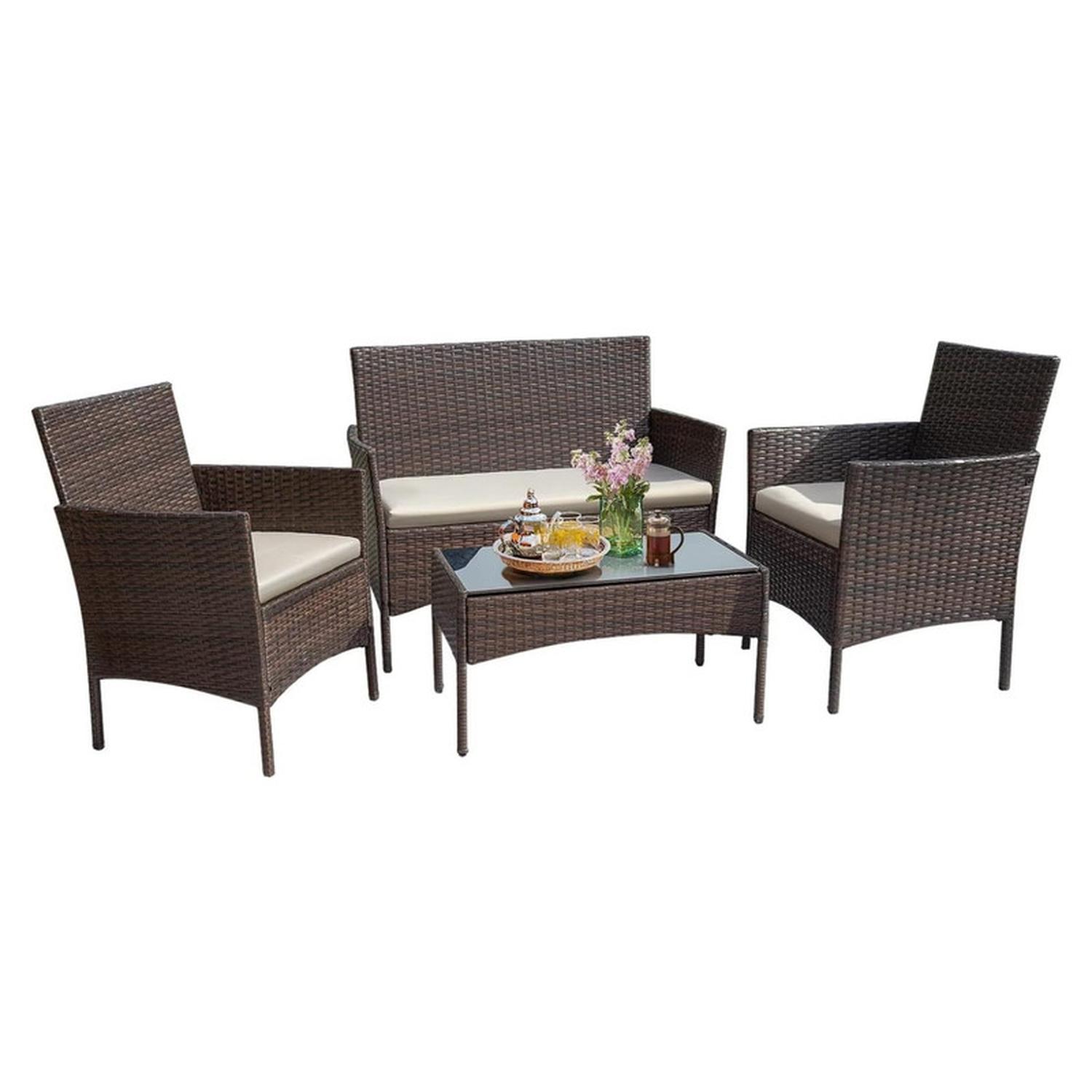 Auckland Outdoor - Juego De Terraza Living Ratán Sintético Saint James 4 Piezas