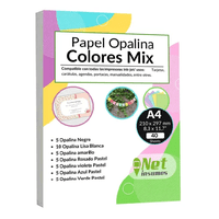 Genérico - Papel Opalina Colores Doble Faz 220Gr Mix A4 40 Hojas Multicolor