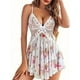 thumbnail image 2 of Elegant Lace Mesh Lingerie Set, Floral Print Deep V Side Split Slip Dress & Thong, Women's Sexy Lingerie & Underwear, 2 of 3