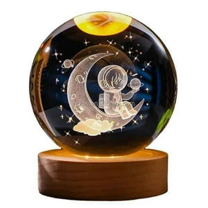 Leon Import - Lampara De Luz Led 3D Bola De Cristal Astronauta Luna