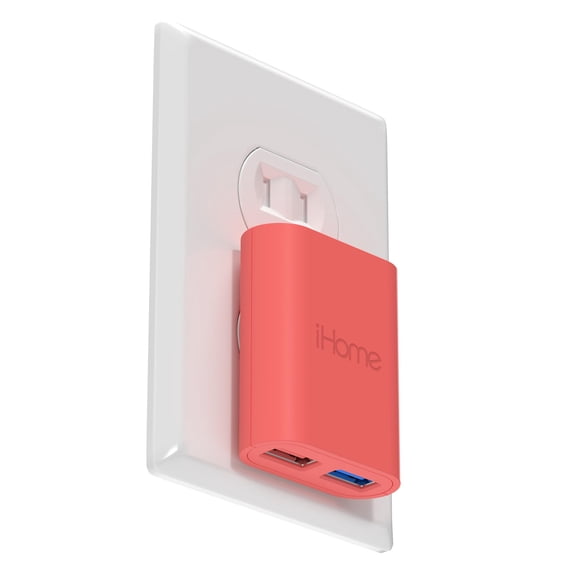 Cargador iHome Multiport 40W USB-C AC Pro de 2 puertos (Coral)