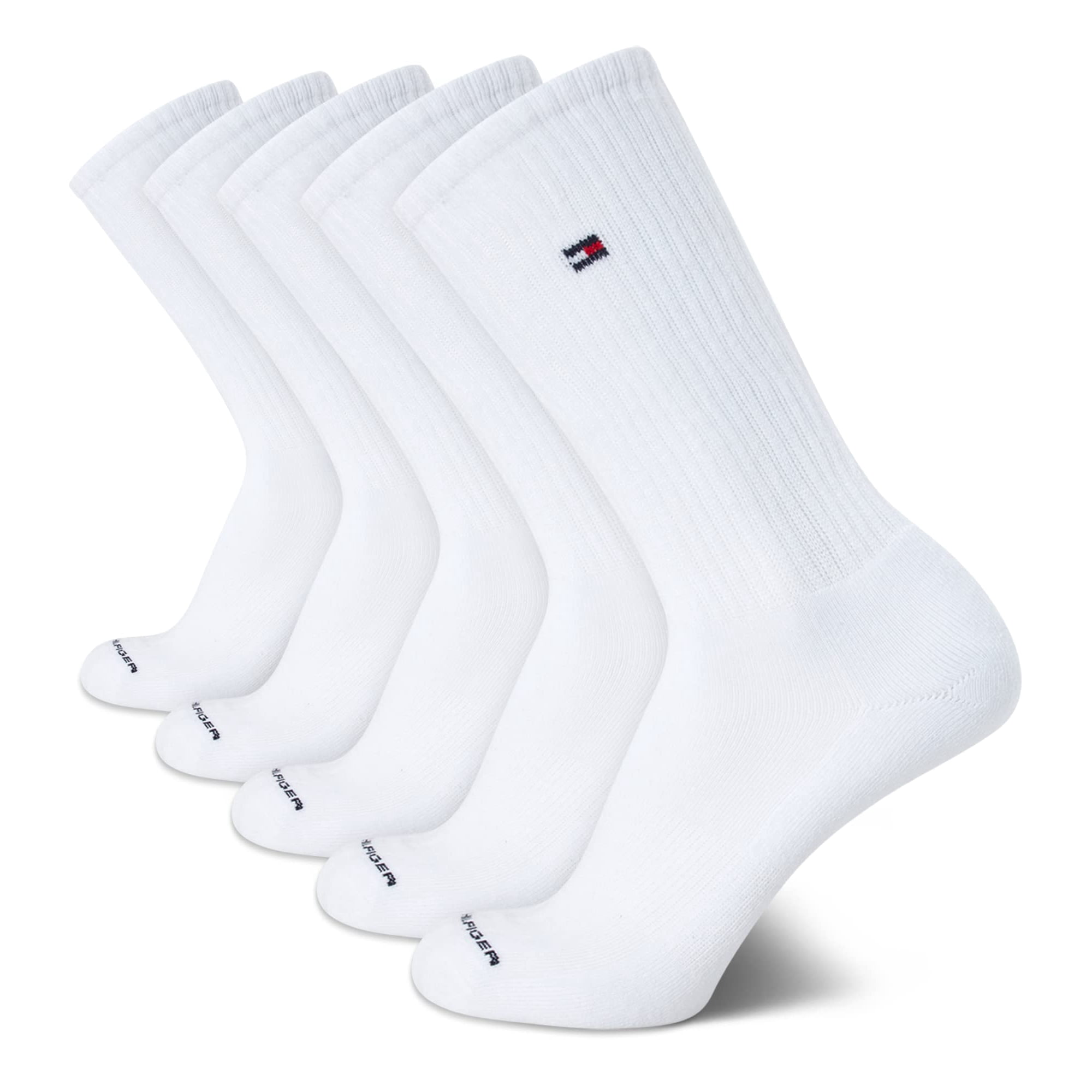 Calcetines Redondos Tommy Hilfiger Performance Stretch, Paquete De 5, Blancos