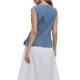 thumbnail image 3 of Chaleco de mezclilla para mujer con cuello redondo y botones, chaleco corto de mezclilla azul, talla M, 3 of 6