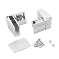 Magideal - Bisagra De Puerta De Vidrio Bisagras De Gabinete Cierre De Aleación De Zinc Con Tornillos Abrazadera De Montaje Lateral Accesorios De Hardware Plata