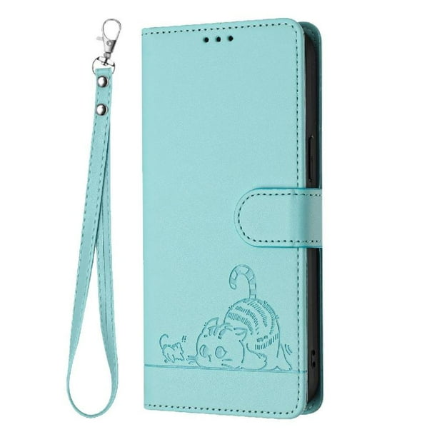 Funda tipo cartera FOXDOCK para Oukitel C57S con soporte, ranuras, RFID, diseño de gato