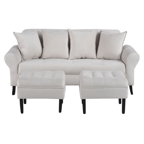 Sofa Lua 3c Pouf Felpa 20 Crudo