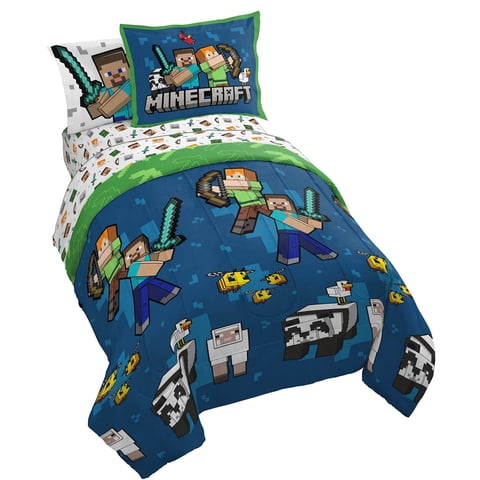 Set De Edredón Jay Franco Minecraft Completo Con Sábana Y Almohada