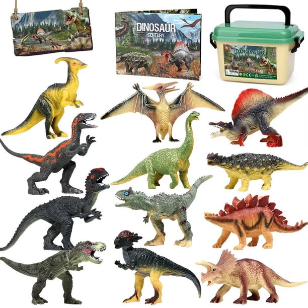Juguetes de dinosaurios FRUSE Jurassic, 12 unidades, realistas, con libro de 3 a 5 años