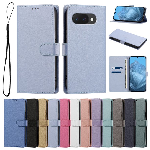 Funda Cartera de PU para Google Pixel 9A con Tarjetas, Azul Cielo