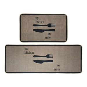 Fliperex - Set 2 Alfombras De Cocina Goma Antideslizante My Kitchen Cafe