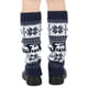thumbnail image 4 of Calentadores de piernas de punto para invierno, con lazo blanco, calcetines largos sin pies, cálidos y navideños, mangas altas para mujer, 4 of 5