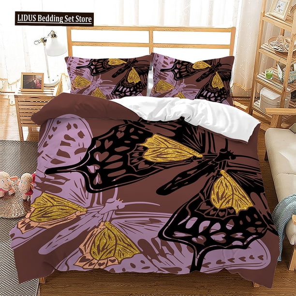 v1137 Bed Sheets Wings Theme Duvet Cover Set Broken Angel Wings Butterfly Comforter Cover King Queen Size For Kid Polyester Bedding Set 3-Piece Bedding Set (1 Duvet Cover + 2 Pillow Shams) Bed Sheets