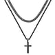 thumbnail image 1 of Collar Ursteel con forma de cruz en capas, acero inoxidable negro, 16-24 pulgadas, 1 of 7