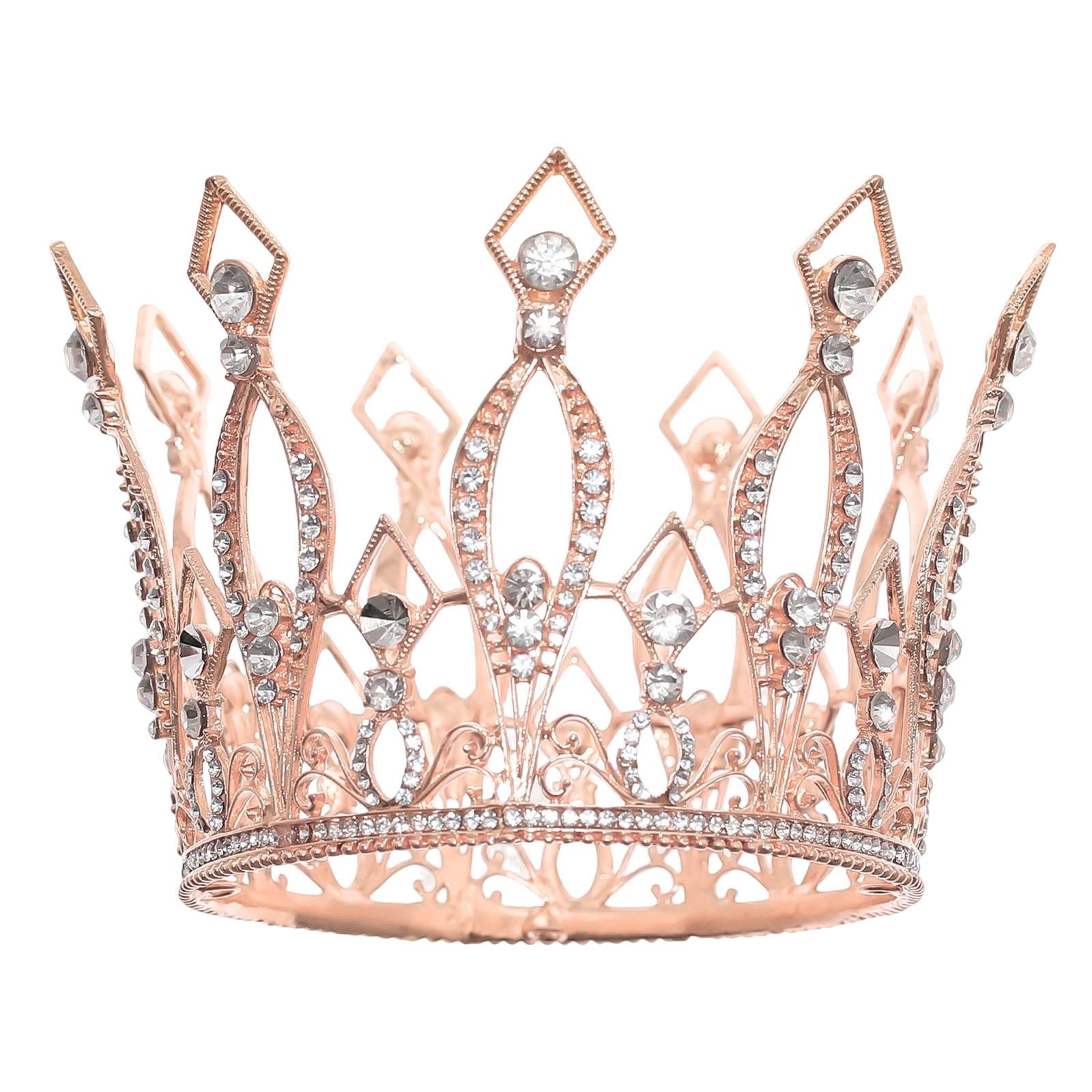 Bothyi - Diadema Redonda Completa De Coronas De Reina De Cristal Para Fiesta, Traje De Damas De Honor, Oro Rosa