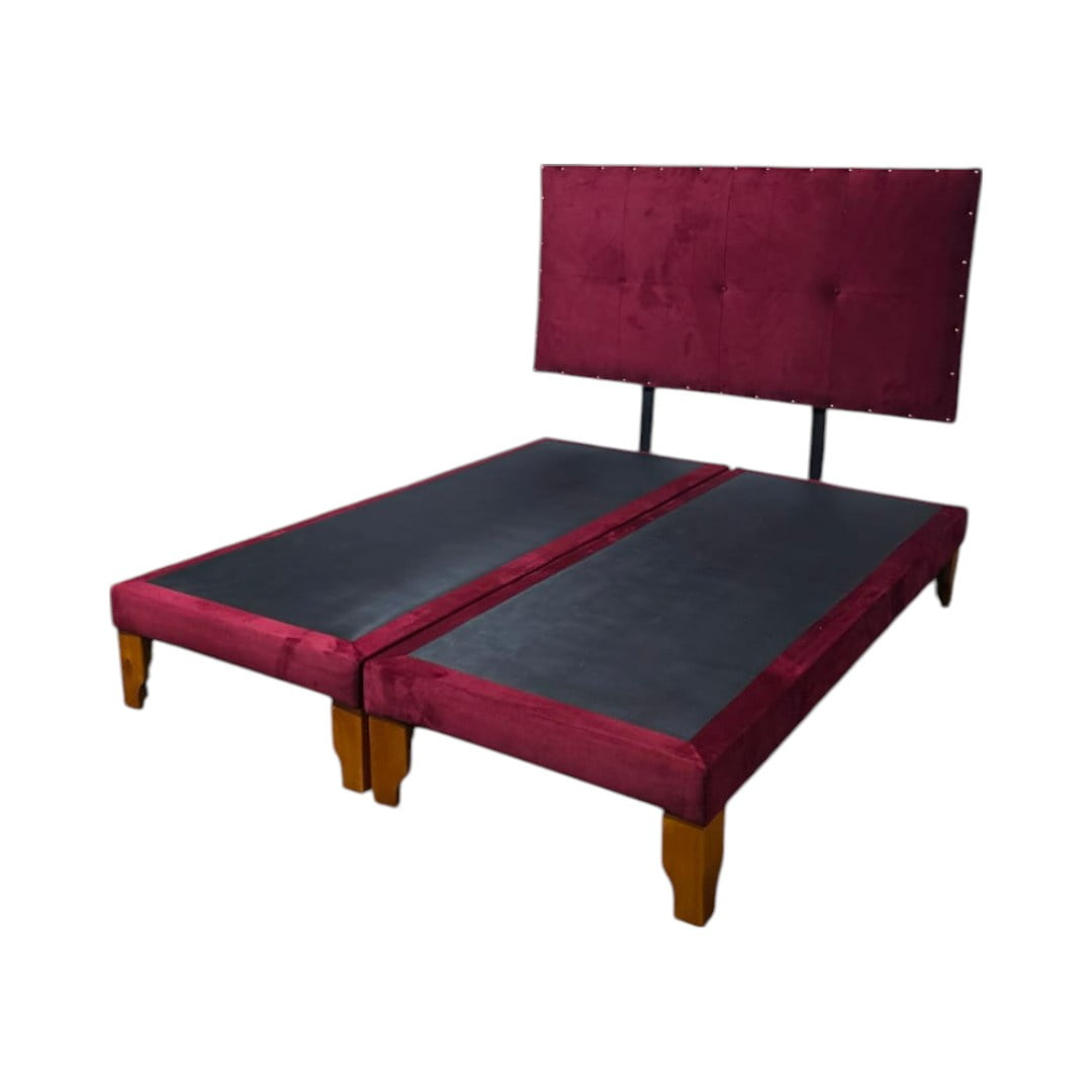 Diseños Valestrini - Cama Europea Dos Plazas Felpa Burdeo