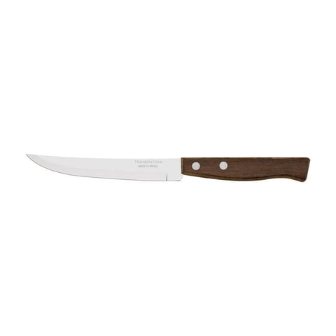 Cuchillo Para Asado Tramontina Tradicional Con Lámina De Acero Inoxidable Con Hilo Liso Y Mango De Madera Natural 5""
