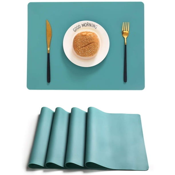 Set De 4 Mantelitos Individuales Para Mesa Tapetes Rectangulares De Tela Premium Fina Impermeables Y Resistentes 40 X 30 Cm Estilo J Verde