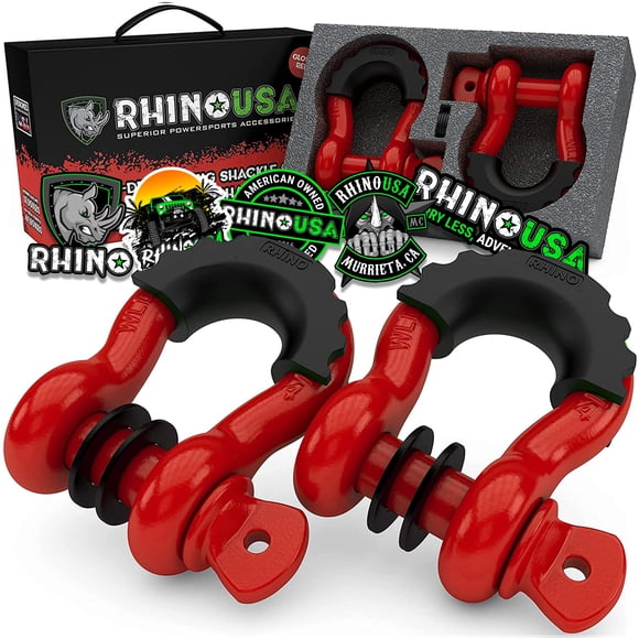 Shackles D-Ring Rhino USA, 41.850 libras, resistencia a la rotura, paquete de 2 unidades