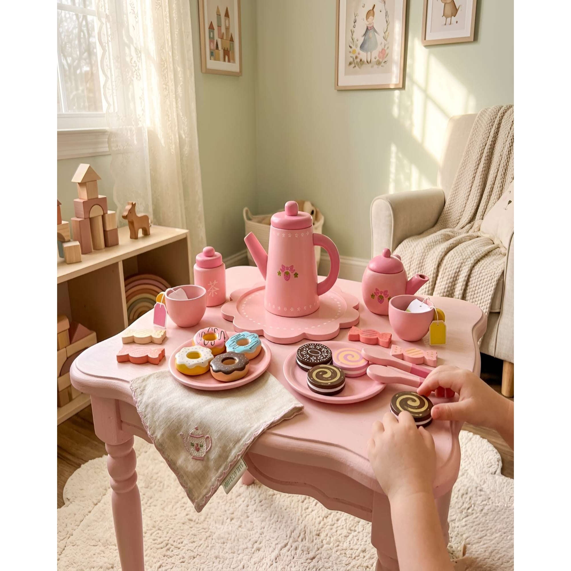 Myl Todo Hogar - Set De Té De Madera Infantil - Juego De Té Y Pastelería Con Accesorios