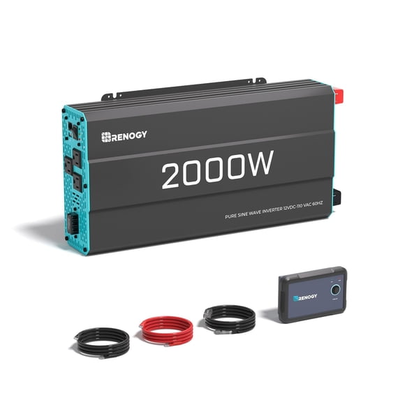 Inversor Renogy P2 de onda sinusoidal pura de 2000 W, 12 V a 110 V