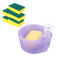 Bothyi - Dispensador De Jabón Para Platos Y Soporte De Esponja Con 6 Esponjas Práctico Para Fregadero De Hotel Violeta