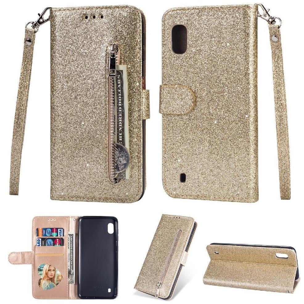 Funda Para Foxdock Elegante Funda Samsung Galaxy M10/a10 Glitter Con Cremallera-ideal Para El Uso Diario