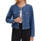 thumbnail image 1 of INSPIRE CHIC Chaqueta de Jean Recortada para Mujer sin Cuello 2025 Occidental de Manga Larga Chaquetas de Mezclilla S Azul, 1 of 6