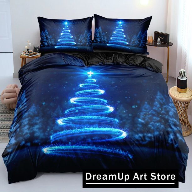 Floral Merry Christmas Bedding Set Quilt Cover Bed Cover with Pillowcase Boys Adult Home