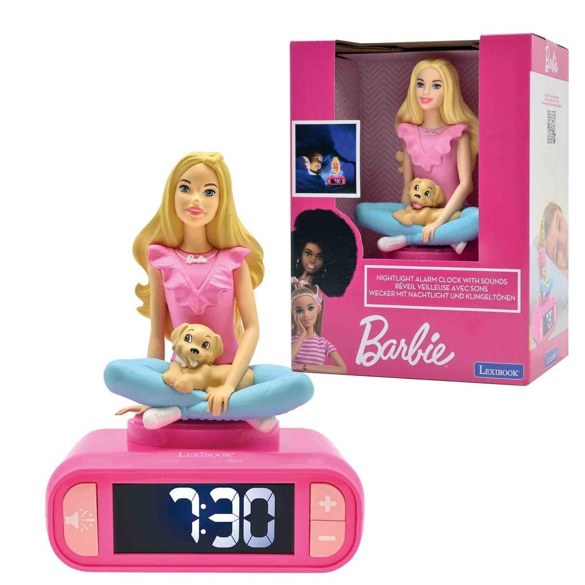 Reloj Despertador Con Luz Nocturna Lexibook Mattel Barbie Rl800bb, Color Rosa