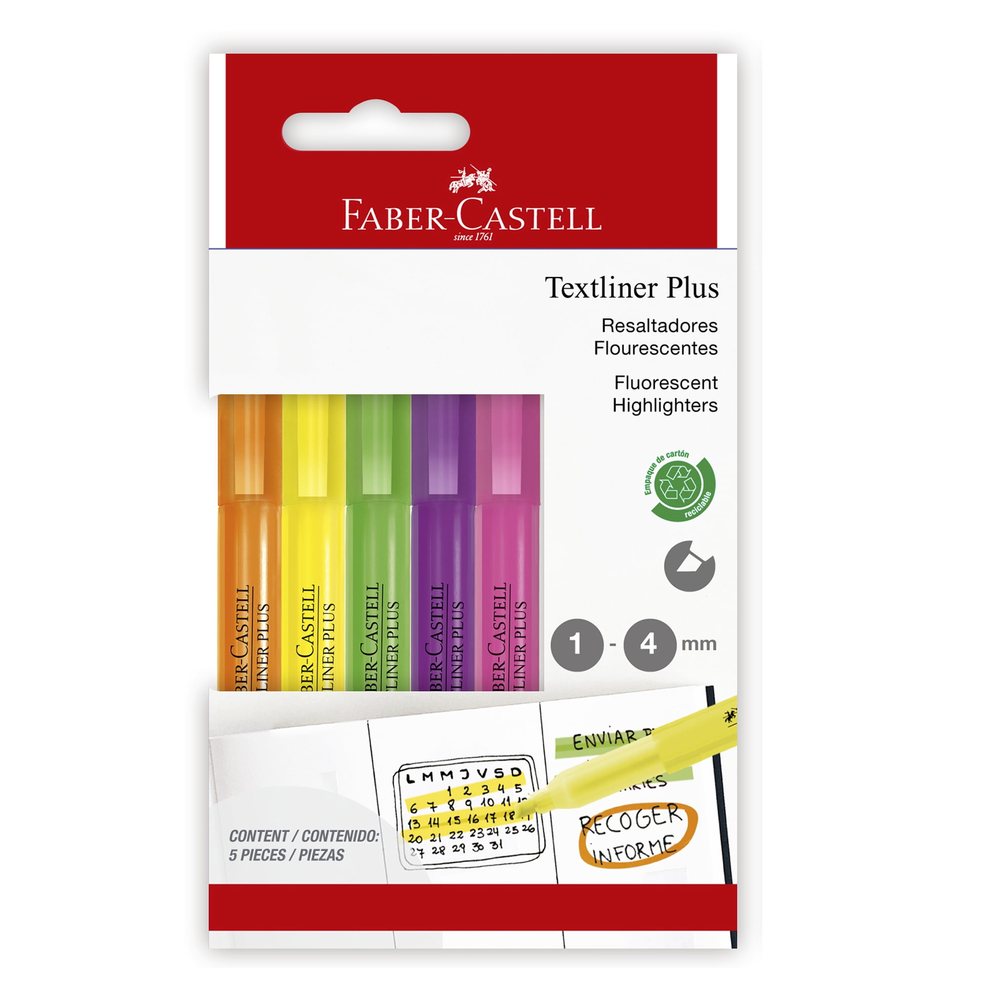 Faber Castell - Destacador Textliner Plus Faber-castell X5 Colores Neón