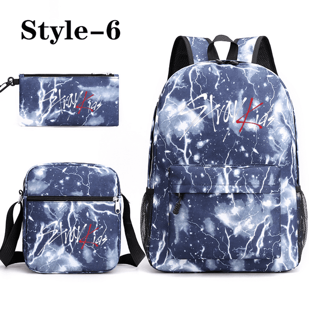 New fashion Korean K-POP three-piece backpack teenage school backpack shoulder bag pen bag large capacity schoolbag