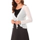 thumbnail image 4 of INSPIRE CHIC Bolero de Malla con Volantes de Manga Larga Casual para Mujer con Lazo XS Blanco, 4 of 6