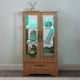 thumbnail image 2 of Lighted Glass Curio Display Cabinet with Adjustable Shelves - 2 Doors, 1 Drawer, LED Lights, Elegant Light Oak Finish, 2 of 3